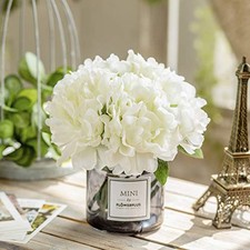Artificial Hydrangea and Glass vase Decoration, Ins Style Artificial White picture