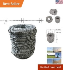 328FT Barbed Wire - Heavy Duty 15 Gauge for Fencing and Crafting Needs picture