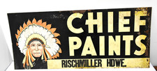c. 1960’s Chief Paints Tin Sign Original Double Sided Indian Advertisement 28x12 picture