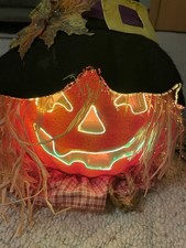 Halloween Scarecrow Fall Pumpkin Fiber Optic Jack O Lantern picture