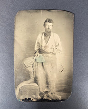 Antique Occupational Tintype Portrait Leather Apron Laborer Journeyman Artisan picture