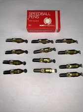 Vintage HUNT SPEEDBALL PENS B-0 Round Calligraphy Pen Ink Nibs Box of 12 picture