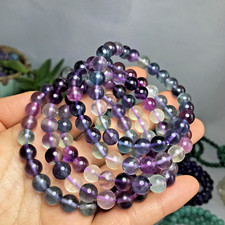 5pcs wholesale Natural Colored fluorite Quartz Crystal chain beads bracelet 8mm picture