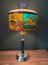 VINTAGE 1970s FORD DEALER DESK LAMP TIFFANY STYLE TABLE LIGHT FAUX STAINED GLASS picture