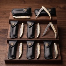 Wholesale Lot 8 Damascus Pocket Knives Camel Bone Gentleman Folder With Sheath picture