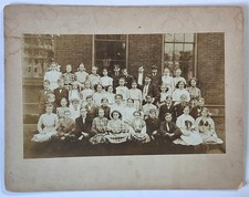c1910 Antique School Class Outdoor Photo Portrait Boys Girls Large Group 7x10 picture