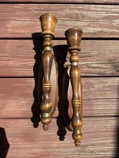 Vtg Homco Home Interiors Wooden Wall Candle Sconces Pair Brass Accents Farmhouse picture
