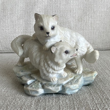 Maruri Polar Expedition Arctic Fox Cubs Playing Porcelain Figurine, 1992 picture