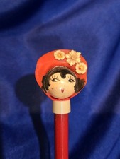 RARE VTG HALF DOLL HEAD BOUDOIR FLAPPER 1920s NOVELTY WRITING PENCIL CELLULOID  picture