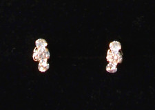 ❤❤ RARE Beautiful  14K Yellow GOLD ~ JCM Diamonique 3 Stone CZ Pierced EARRINGS picture
