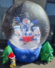 Gemmy 6' Airblown SNOW GLOBE with 3 SNOWMEN + PENGUIN Inflatable Christmas picture