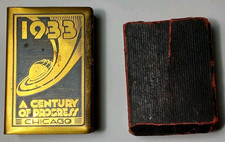 VINTAGE RARE MINI BIBLE HOLDER 1933 WORLDS FAIR CHICAGO A CENTURY OF PROGRESS picture