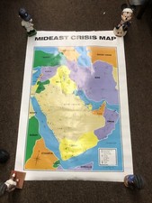 MIDEAST CRISIS MAP 1990 Middle East Conflict Unused Comes Rolled Up 24x34 picture