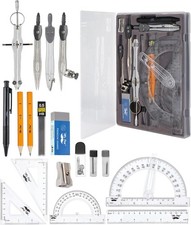 15 Piece Mr Pen Geometry Math Tool Set With Swing Arm Protractor picture