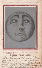 Antique Lenticular Puzzle Man in the Moon Eyes Move Deeks Vtg Postcard 19A picture