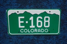 1980 1981 1982 Colorado ELECTRIC VEHICLE License Plate First Issue # E - 168 picture