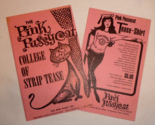 Vintage Orig 1962 Pink Pussy Cat College of Strip Tease Brochure & Shirt Info picture