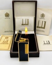 Dunhill Rollagas WORKING Vintage Lighter in RARE Blue Lapis Lazuli 1980s Box picture