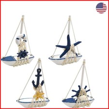 Adorable 4PCS Mini Sailboat Set - Ocean-Themed Tabletop Decor for All Occasions picture