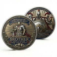 Brotherhood Warrior Coin, Mess With My Brother Challenge Token picture