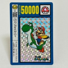 Super Mario World Mario & Yoshi #22 Holo Prism Carddass Nintendo 1990 picture