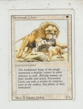 x1 Savannah Lions MAGIC MTG ENGLISH REVISED 1994 EX-NM VINTAGE MISCUT MISPRINT picture