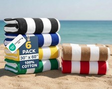 LANE LINEN Cabana Stripe Beach Towels 6 Pack - Tropical Escape picture