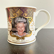 Queen Elizabeth II Longest Reigning Monarch Dunoon Bone China Mug Cup 22K Gold picture
