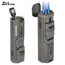 JetLine Challenger Triple Flame Lighter W/Punch- Gunmetal picture