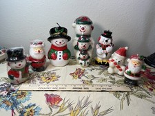 Snowman candle Lot 7 Wax mold Santa Snowman New VTG picture