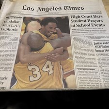 Los Angeles Times Lakers NBA Championship Coverage Newspapers June 2000 & 2001 picture