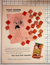 Vintage 1940s KRAFT Caramels Candy Food Pin-Up Art Magazine Print Ad picture