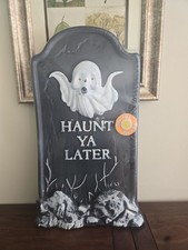Outdoor Lighted Halloween Haunt Ya Later Tombstone Prop Red LED Eye Vintage Aldi picture
