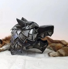 18GA Steel Medieval Great Wolf Helmet Medieval Viking Wolf Helmet Blackened picture