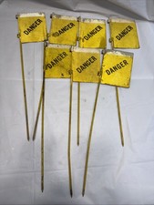 7 WWII MINE FIELD Danger Marker Metal Signs w/ Steel Pole Original  picture