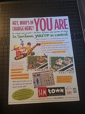 SimTown CD-ROM Vintage 1996 Print Ad 8X11 Great To Frame  picture