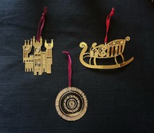 VTG RARE  1980’s Artist Barbara W. Stanger Brass Ornaments w/ Gold Finish picture