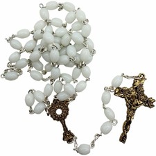 Ghirelli 2024 National Eucharistic Congress Official Rosary White Glass Beads picture