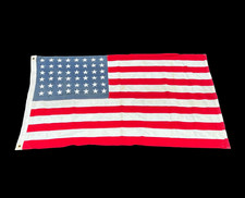 VTG 48 Star American Flag Linen 3 x 5 feet USA Distressed No Markings picture