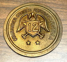 Commander Cruiser Destroyer Flotilla 12 Navy Brass Metal Vintage Plaque Emblem picture