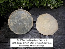 Old Rare Vintage Antique Civil War Relic Looking Glass 20 th Corps Initials FIG picture