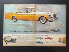 Original 1956 Studebaker Hawk Cars - 2 Page Print Advertisement (20.5in X 13.5) picture
