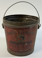 Antique Swift’s Premium Kettle Rendered Pure Lard Tin Pail Advertising c1900s picture