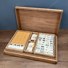 Vintage Showa Mahjong Tile Set in Wooden Box Antique Decor Rare Collectible picture