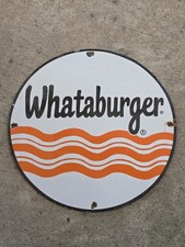 VINTAGE WHATABURGER PORCELAIN SIGN FAST FOOD  RESTAURANT  CORPUS CHRISTI, TX 12