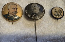 Vtg 1890s Political Military Pinback Stickpin Lot McKinley Hobart Bryan Dewey picture