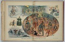 Puck Bicycle Mania Cartoon Witches Cupid Father Time 1897 Cycle Craze picture