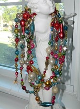 11 Ft 100% ANTIQUE Vintage MERCURY Glass Bead Christmas Garland Big Beads picture