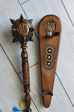 mace on a stand, souvenir mace with yellow-blue beads, gift mace with a tri 💛💙 picture