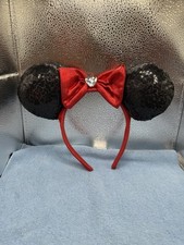 Disney Ears Sparkling Black With Red Bow & Heart Diamond picture
